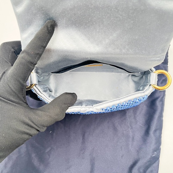 PRADA Mini Satin Bag with Crystal Embellishments Blue Gold Hardware - Picture 15 of 16